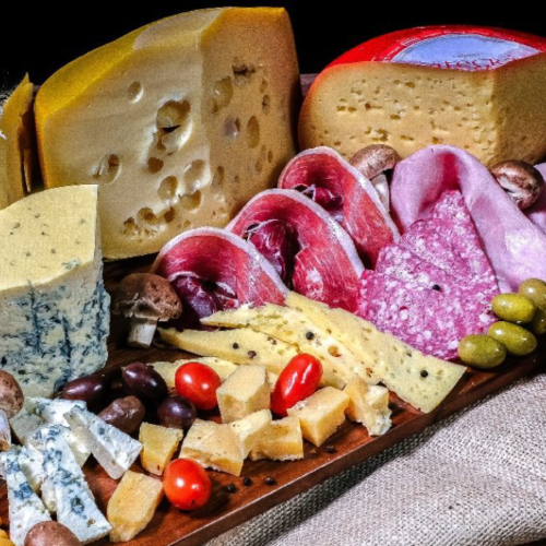 Tabla de quesos, jamones y fiambres